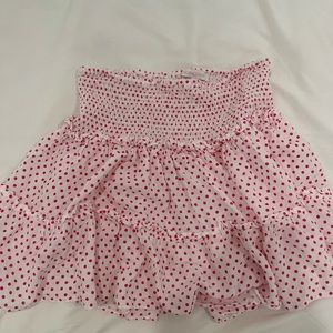 pink and white polka dot skirt